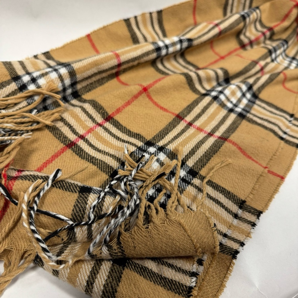 Tan,Black,White With Red Striped Scarf  - Picture 3 of 3